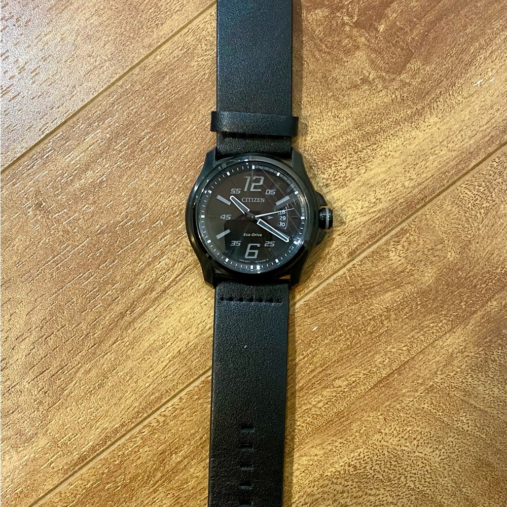 Citizen Black Leather Strap Watch
